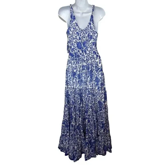 Free People Kikas Printed Maxi Dress in Floral Blue Combo Sz. XS - Picture 5 of 8